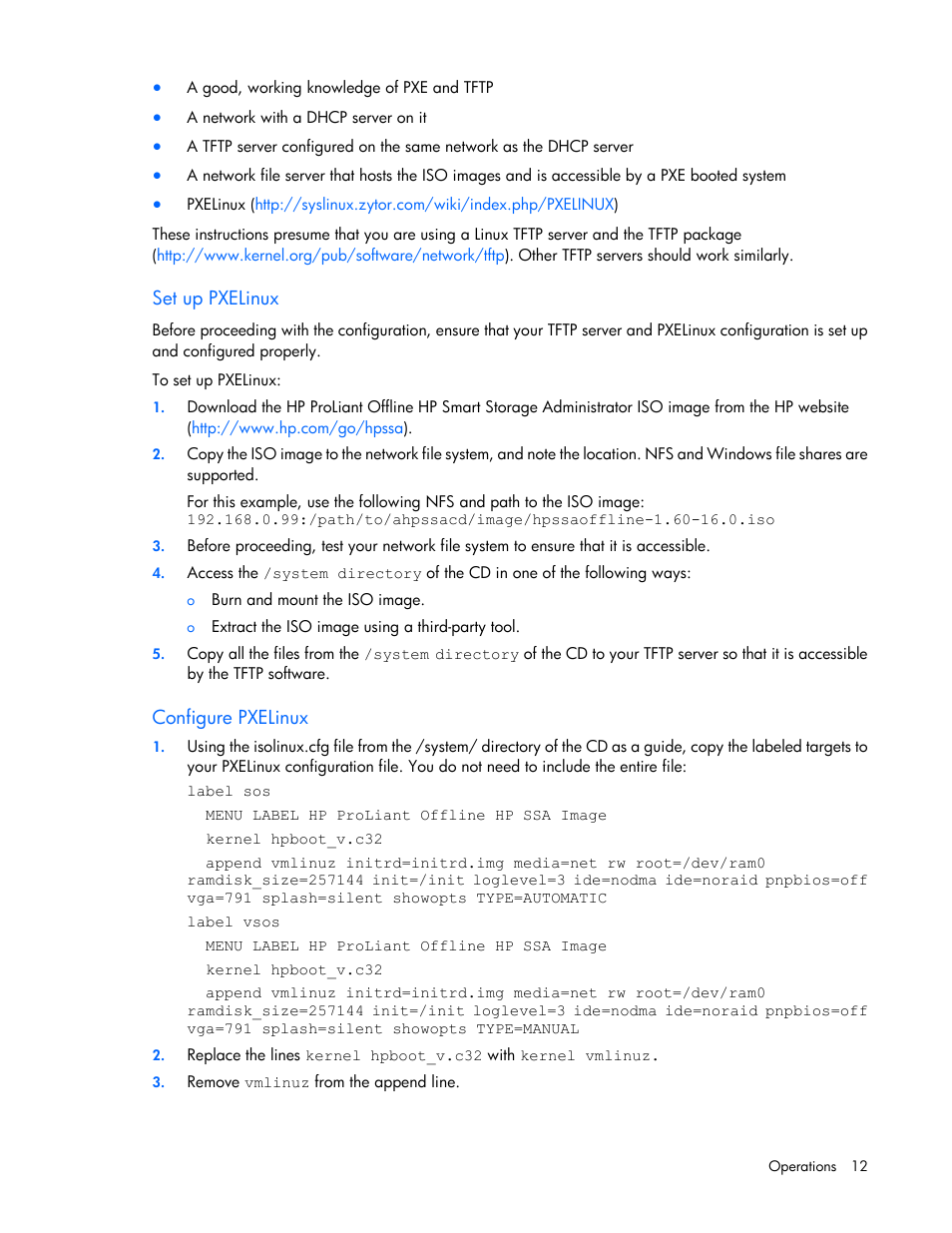 Set up pxelinux, Configure pxelinux | HP Smart Storage Administrator User Manual | Page 12 / 127