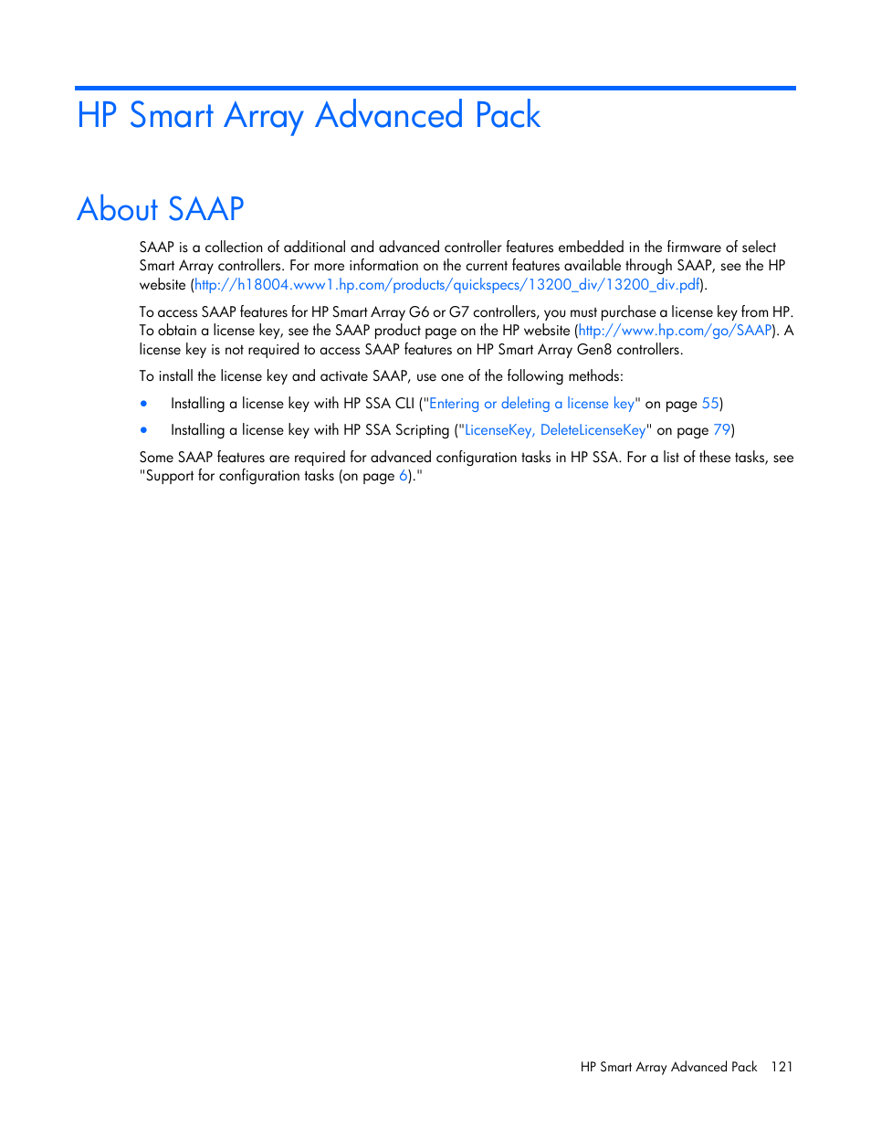 Hp smart array advanced pack, About saap | HP Smart Storage Administrator User Manual | Page 121 / 127
