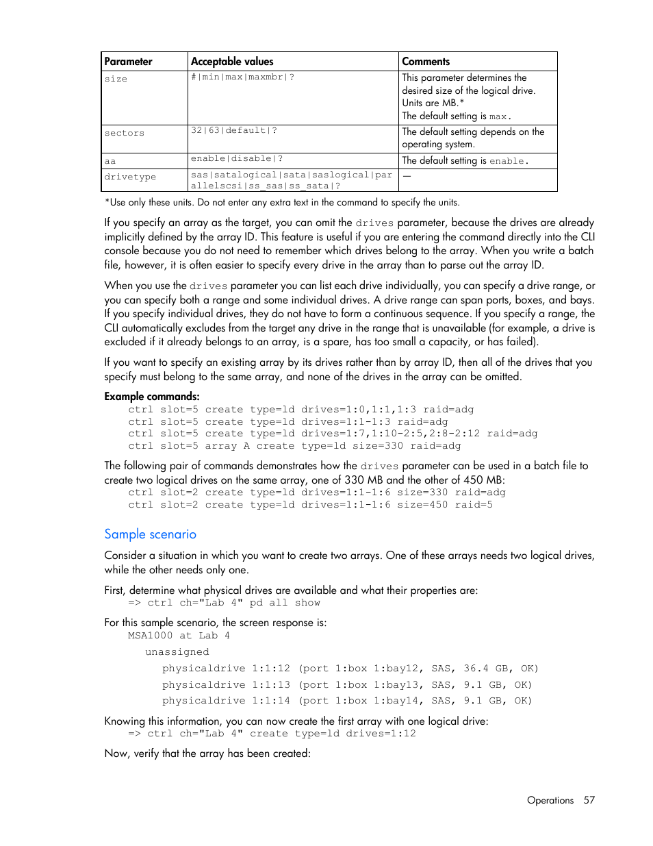 Sample scenario | HP Smart Storage Administrator User Manual | Page 57 / 127