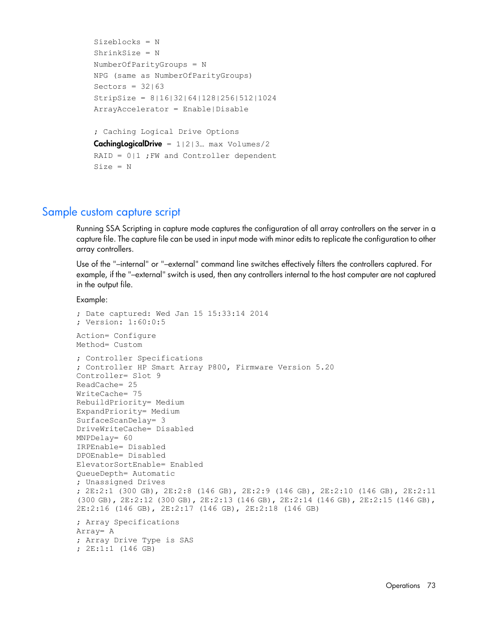 Sample custom capture script | HP Smart Storage Administrator User Manual | Page 73 / 127