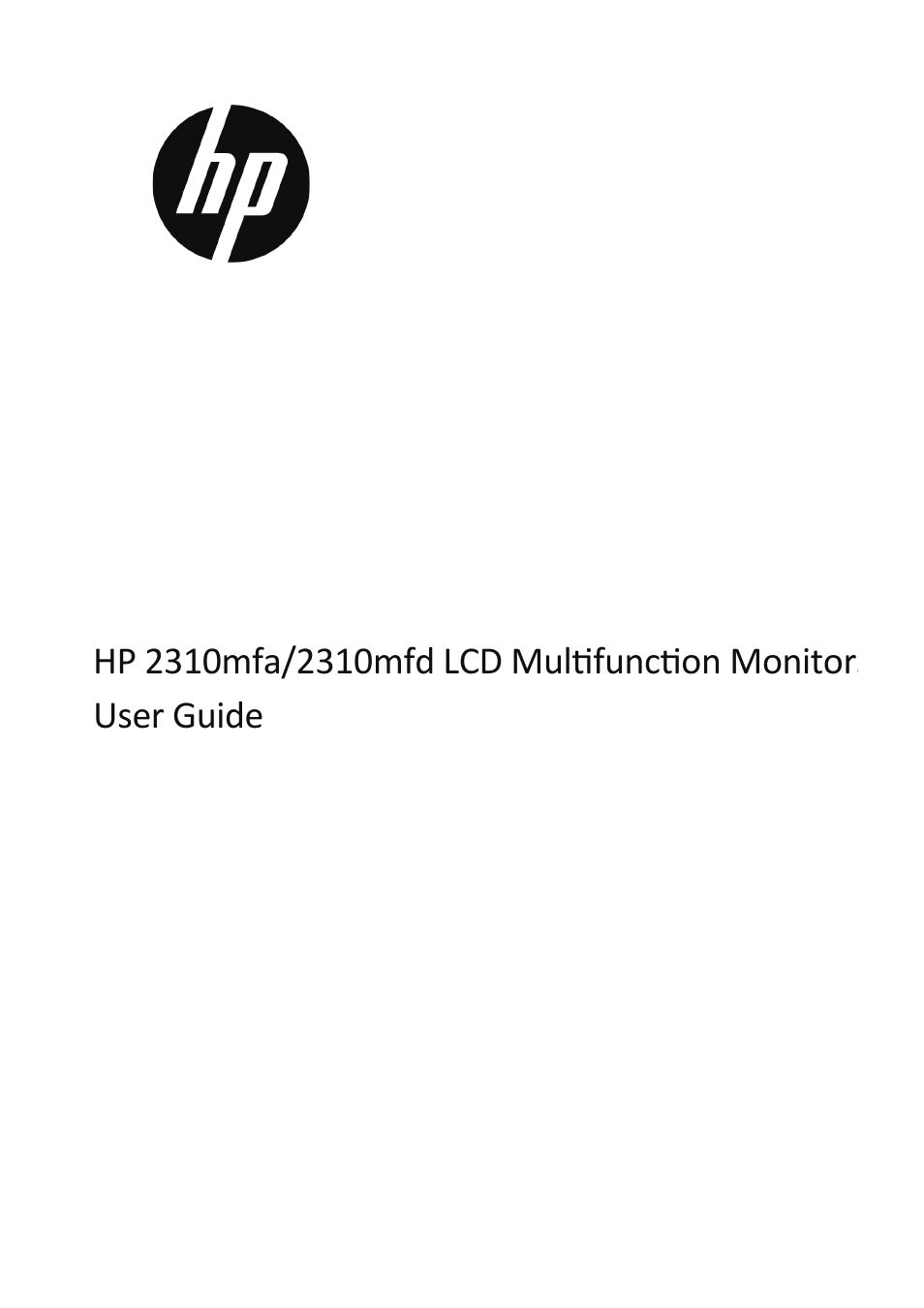 HP 2310mfd 23 inch Diagonal LCD Monitor User Manual | 40 pages