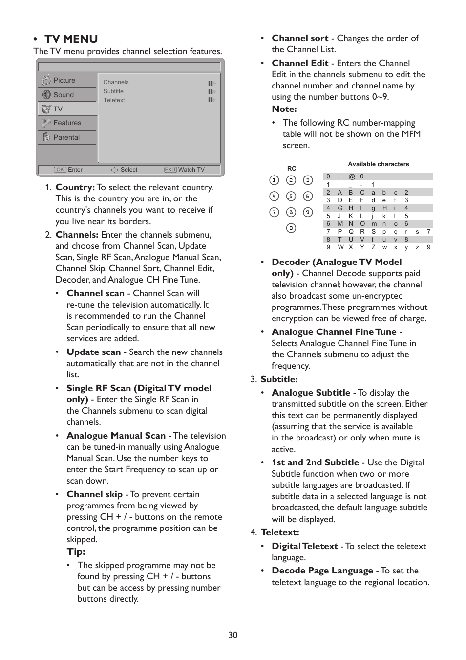 Tv menu | HP 2310mfd 23 inch Diagonal LCD Monitor User Manual | Page 32 / 40
