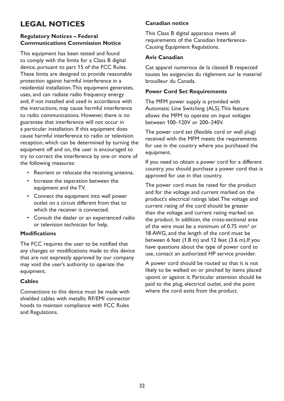 Legal notices | HP 2310mfd 23 inch Diagonal LCD Monitor User Manual | Page 34 / 40