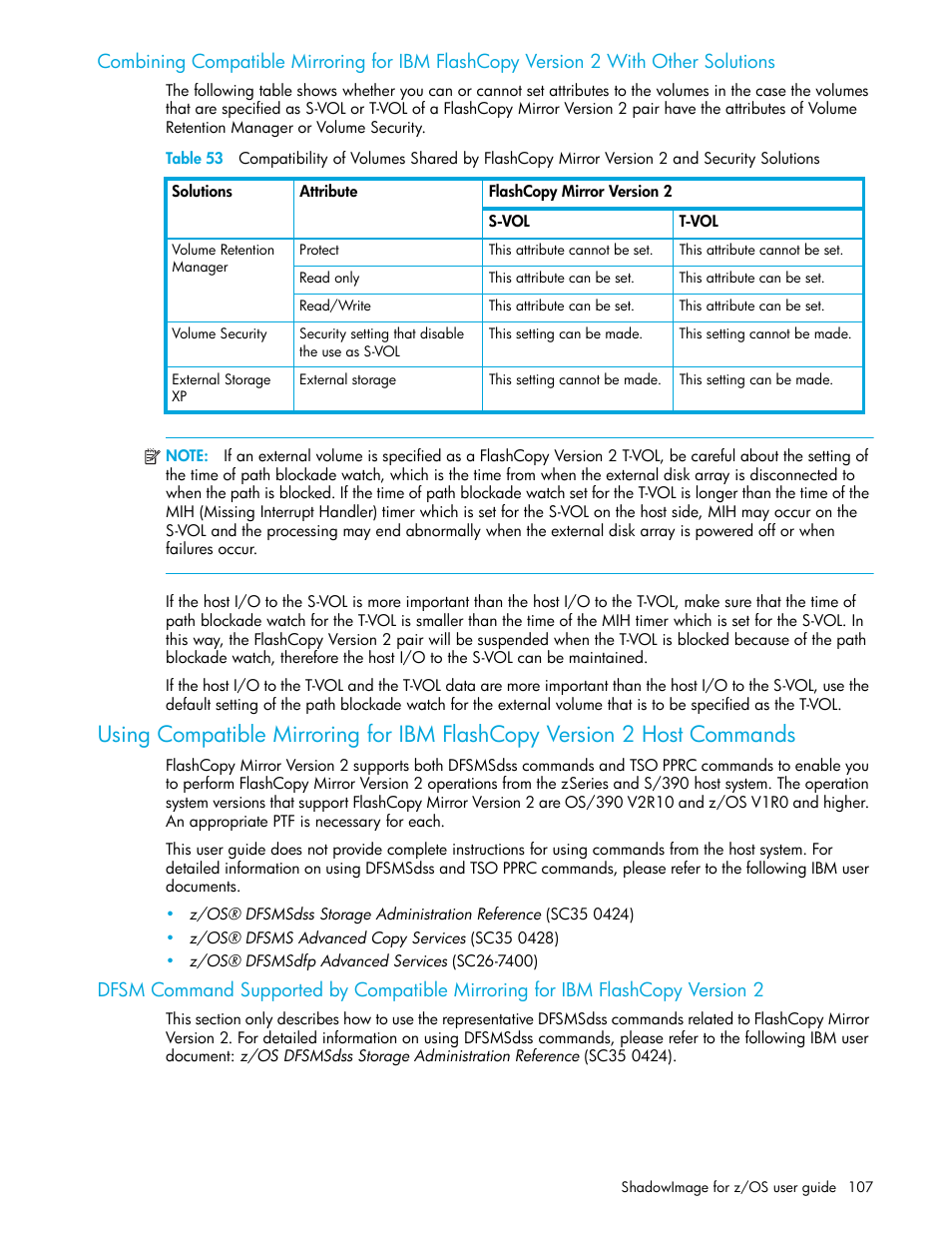Using compatible mirroring for ibm, Flashcopy version 2 host commands | HP StorageWorks XP Remote Web Console Software User Manual | Page 107 / 130