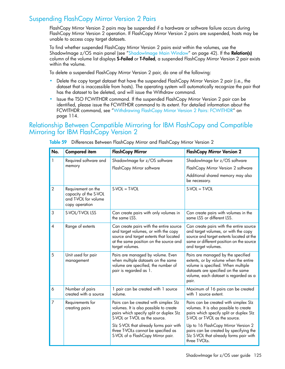 Suspending flashcopy mirror version 2 pairs, Ibm flashcopy version 2 | HP StorageWorks XP Remote Web Console Software User Manual | Page 125 / 130