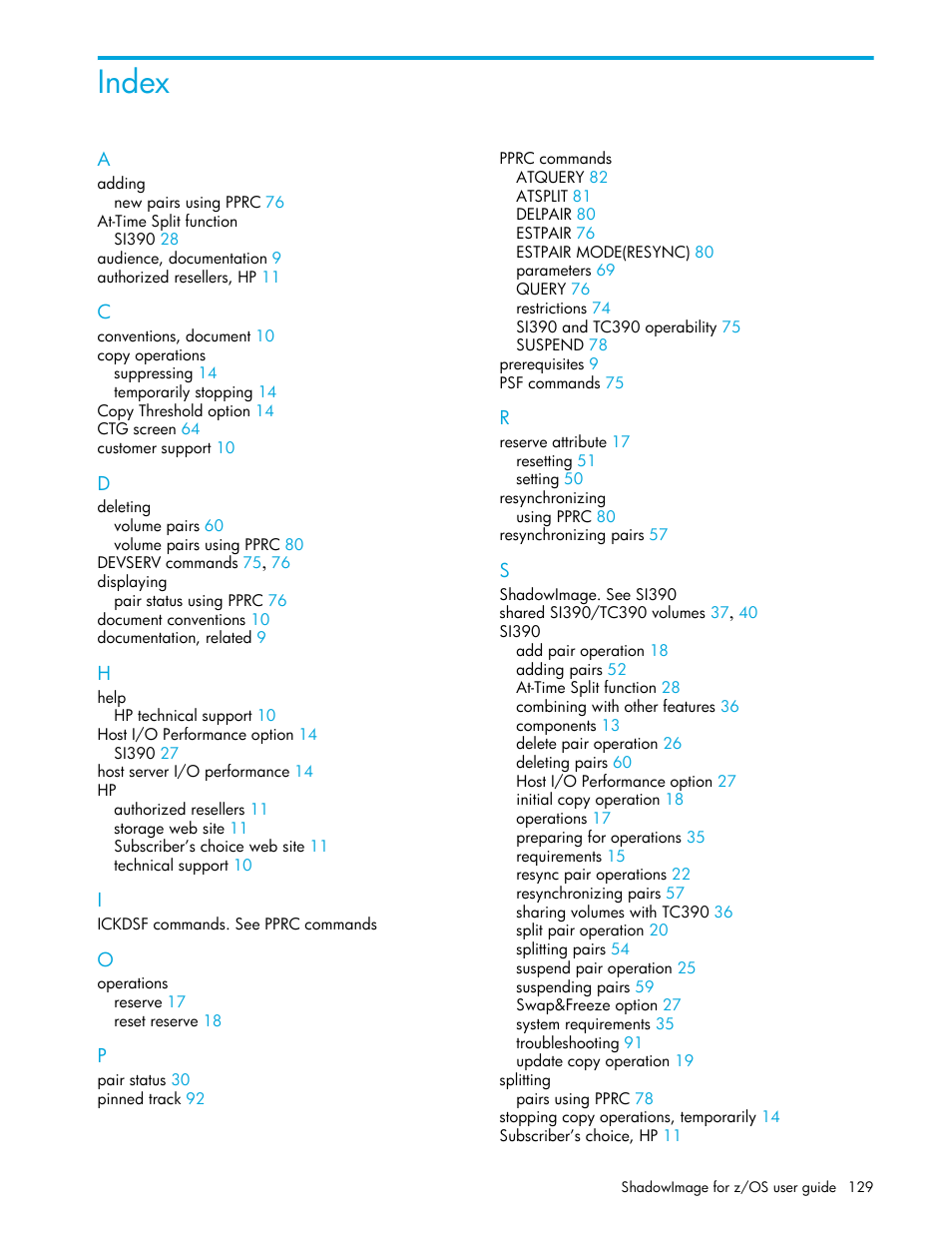 Index | HP StorageWorks XP Remote Web Console Software User Manual | Page 129 / 130