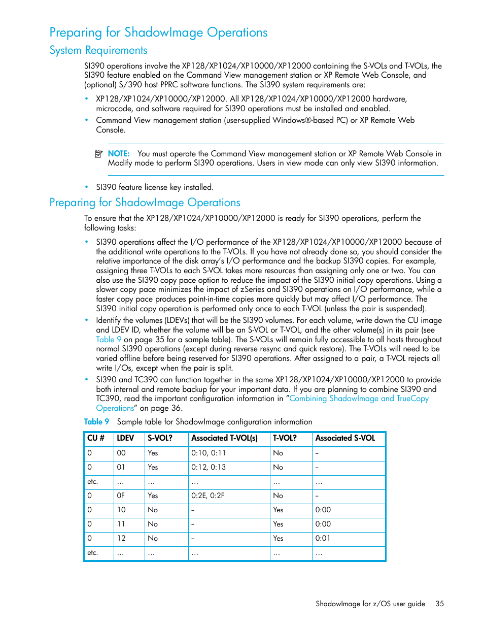 Preparing for shadowimage operations, System requirements | HP StorageWorks XP Remote Web Console Software User Manual | Page 35 / 130