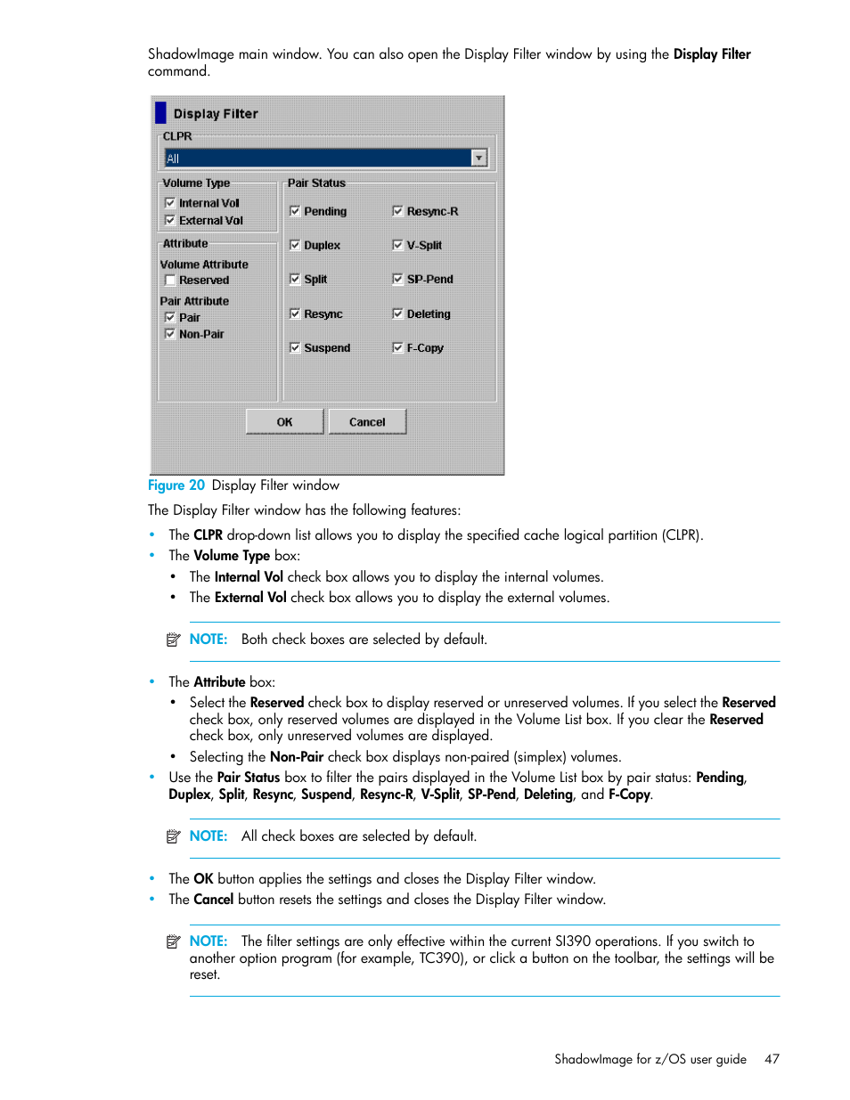 Figure 20 display filter window, 20 display filter window | HP StorageWorks XP Remote Web Console Software User Manual | Page 47 / 130