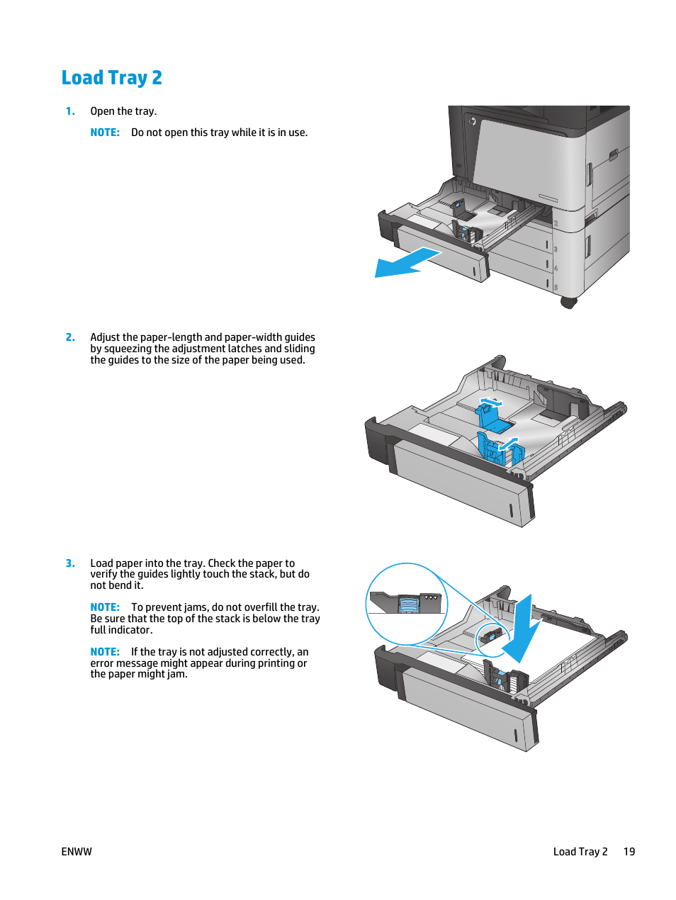 Load tray 2 | HP Color LaserJet Enterprise M855 Printer series User Manual | Page 27 / 144