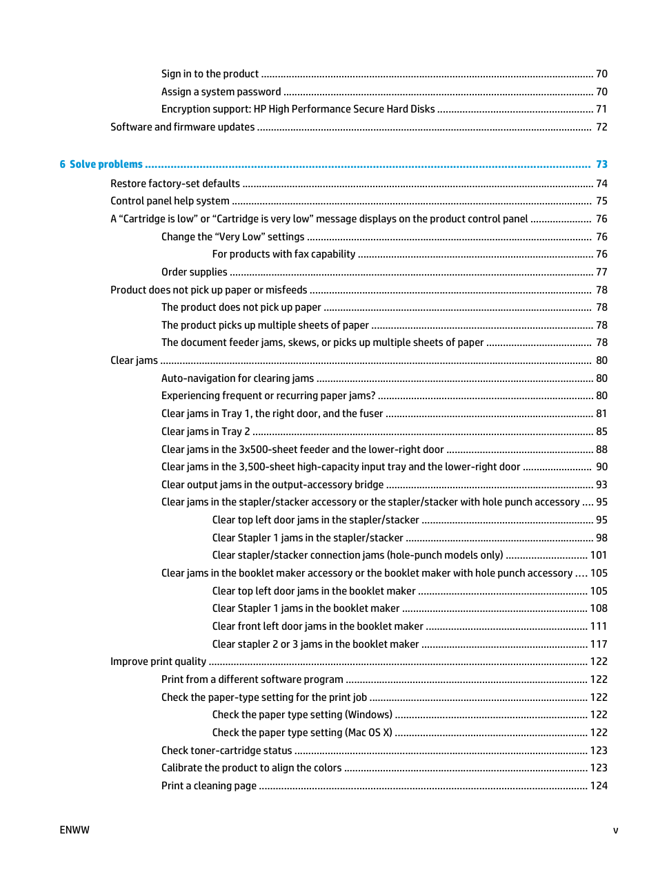 HP Color LaserJet Enterprise M855 Printer series User Manual | Page 7 / 144