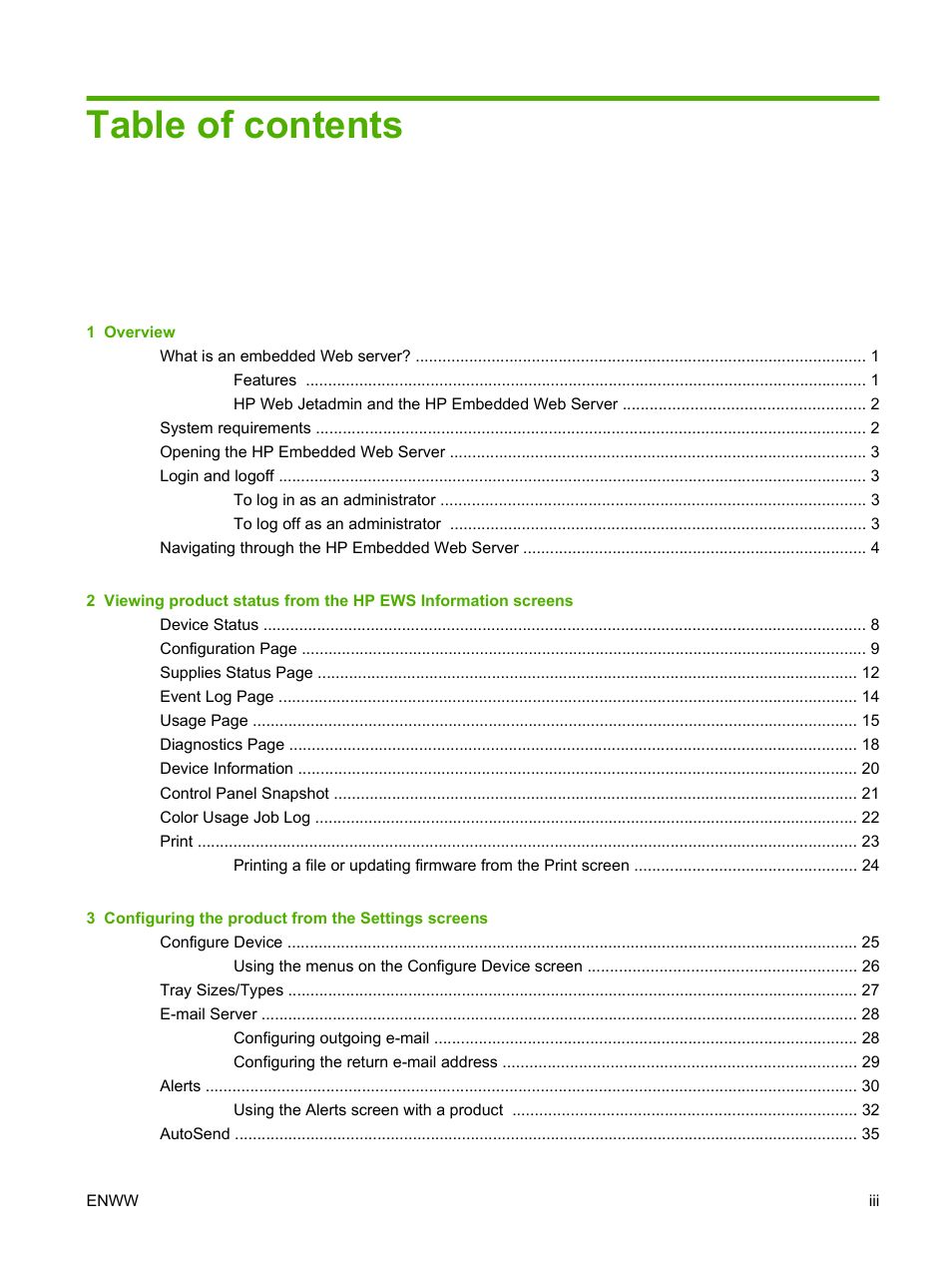 HP Color LaserJet CP3520 Printer Series User Manual | Page 5 / 76