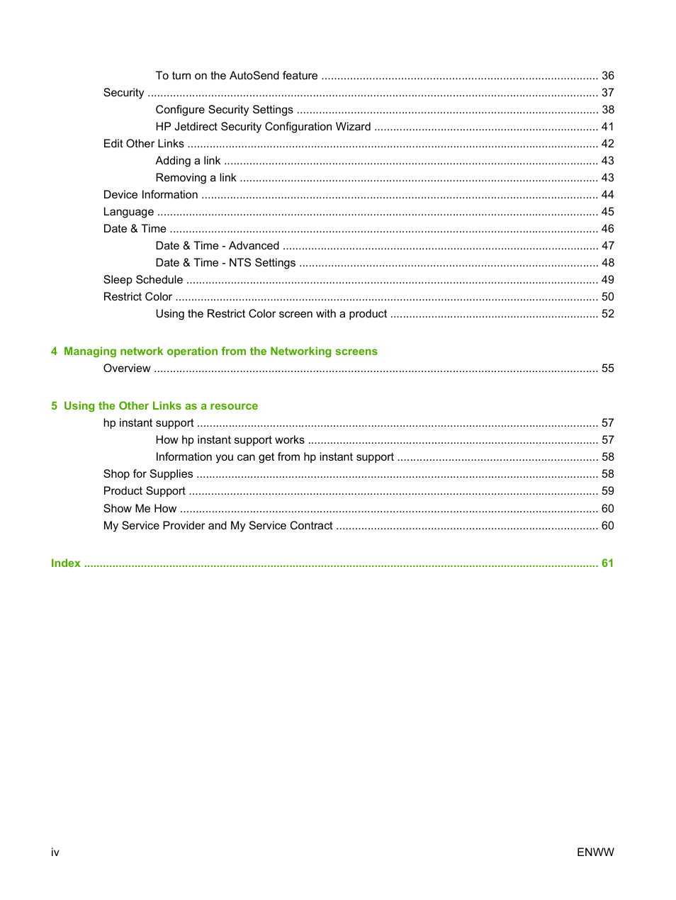 HP Color LaserJet CP3520 Printer Series User Manual | Page 6 / 76