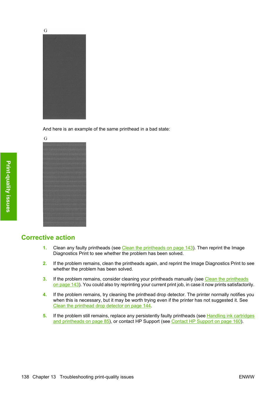 Corrective action | HP Designjet T610 Printer series User Manual | Page 148 / 181