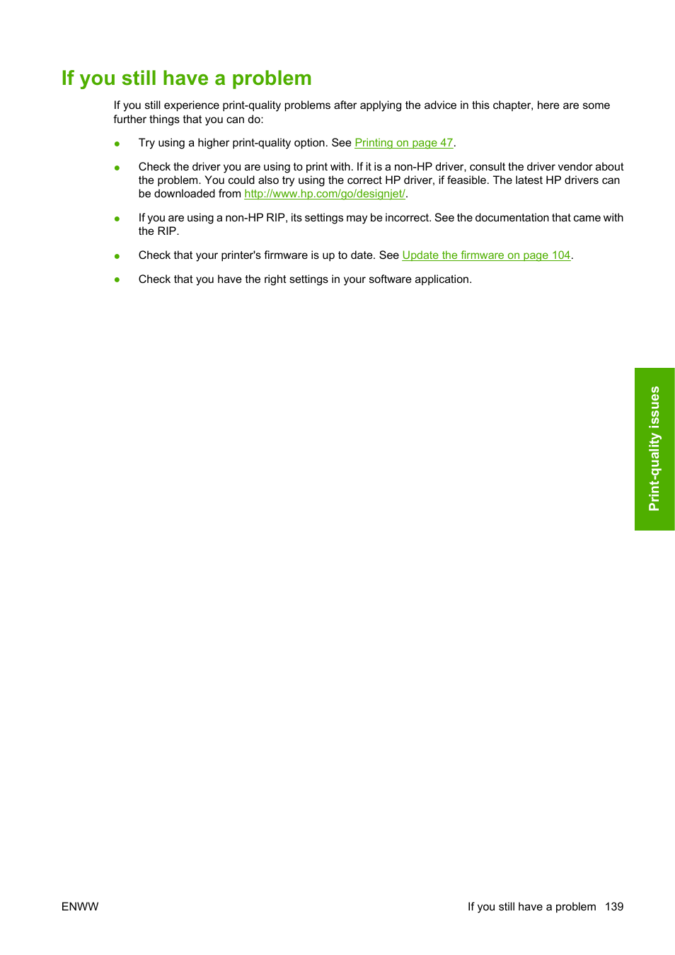 If you still have a problem | HP Designjet T610 Printer series User Manual | Page 149 / 181