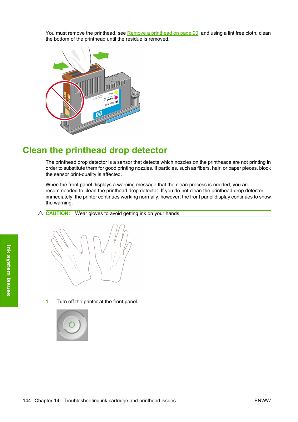 Clean the printhead drop detector | HP Designjet T610 Printer series User Manual | Page 154 / 181