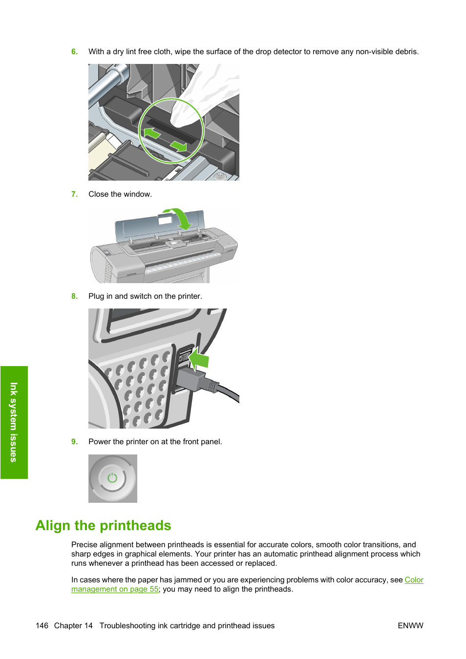Align the printheads, Align | HP Designjet T610 Printer series User Manual | Page 156 / 181