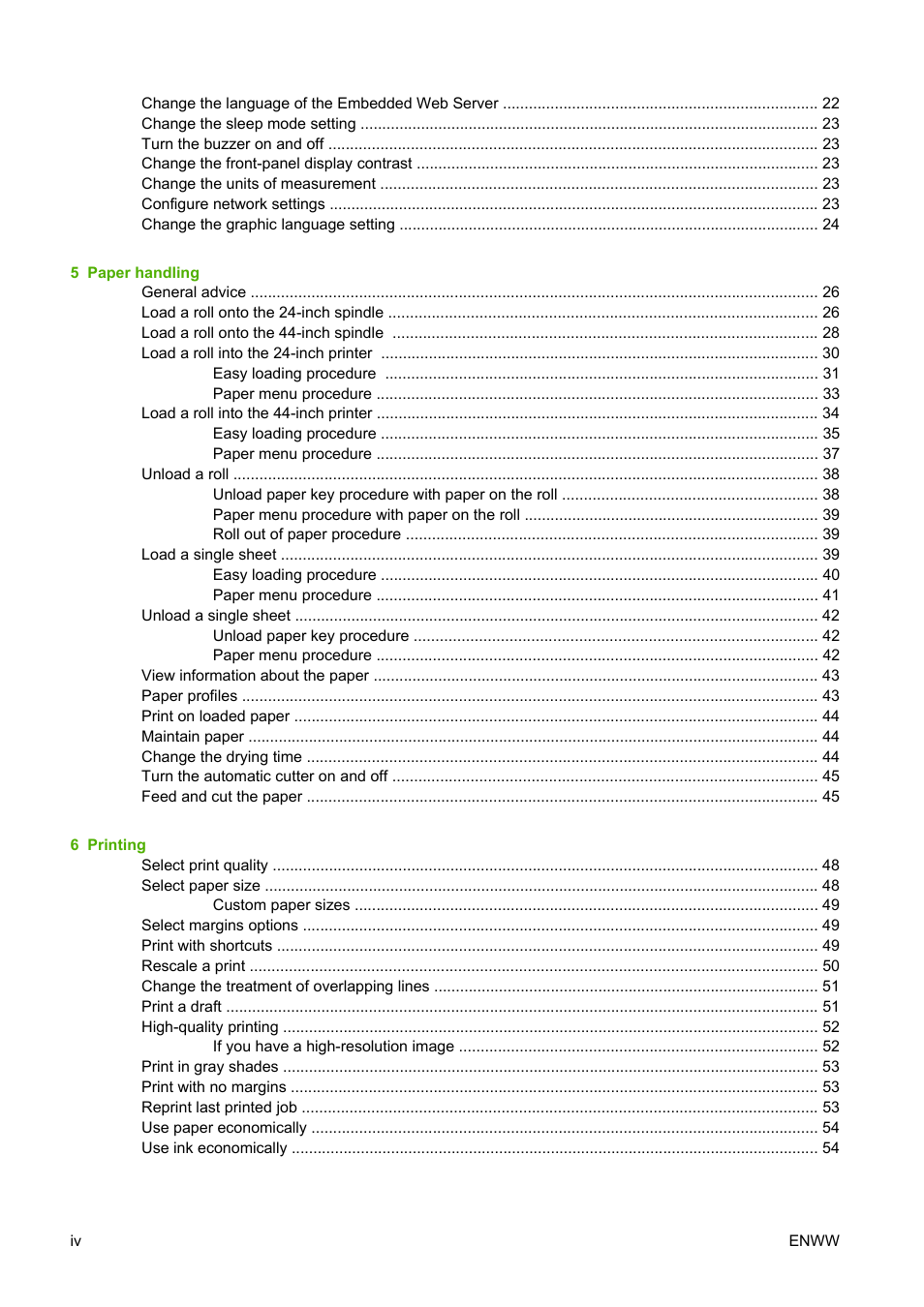 HP Designjet T610 Printer series User Manual | Page 6 / 181