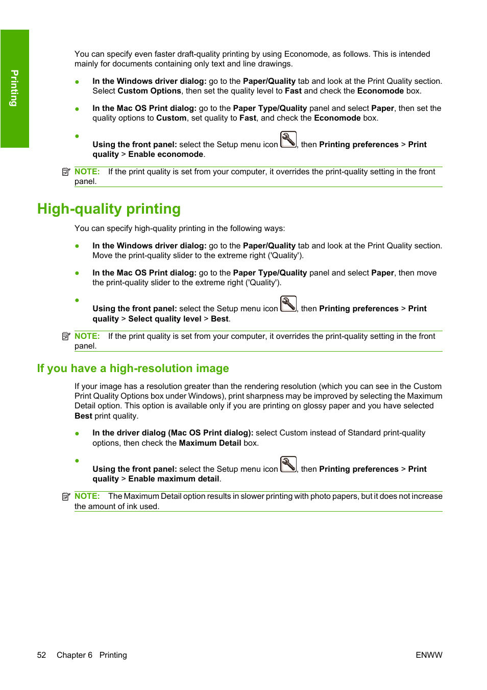 High-quality printing, If you have a high-resolution image | HP Designjet T610 Printer series User Manual | Page 62 / 181