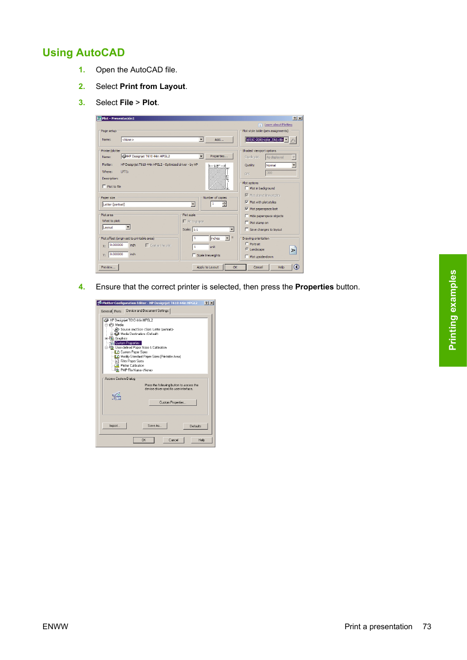 Using autocad | HP Designjet T610 Printer series User Manual | Page 83 / 181