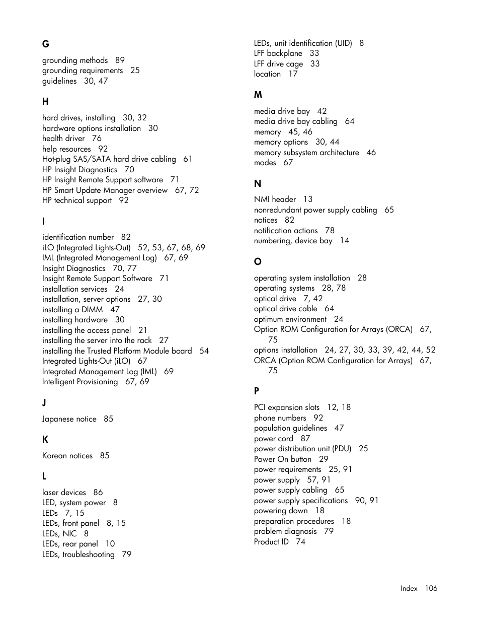 HP ProLiant ML310e Gen8 Server User Manual | Page 106 / 107