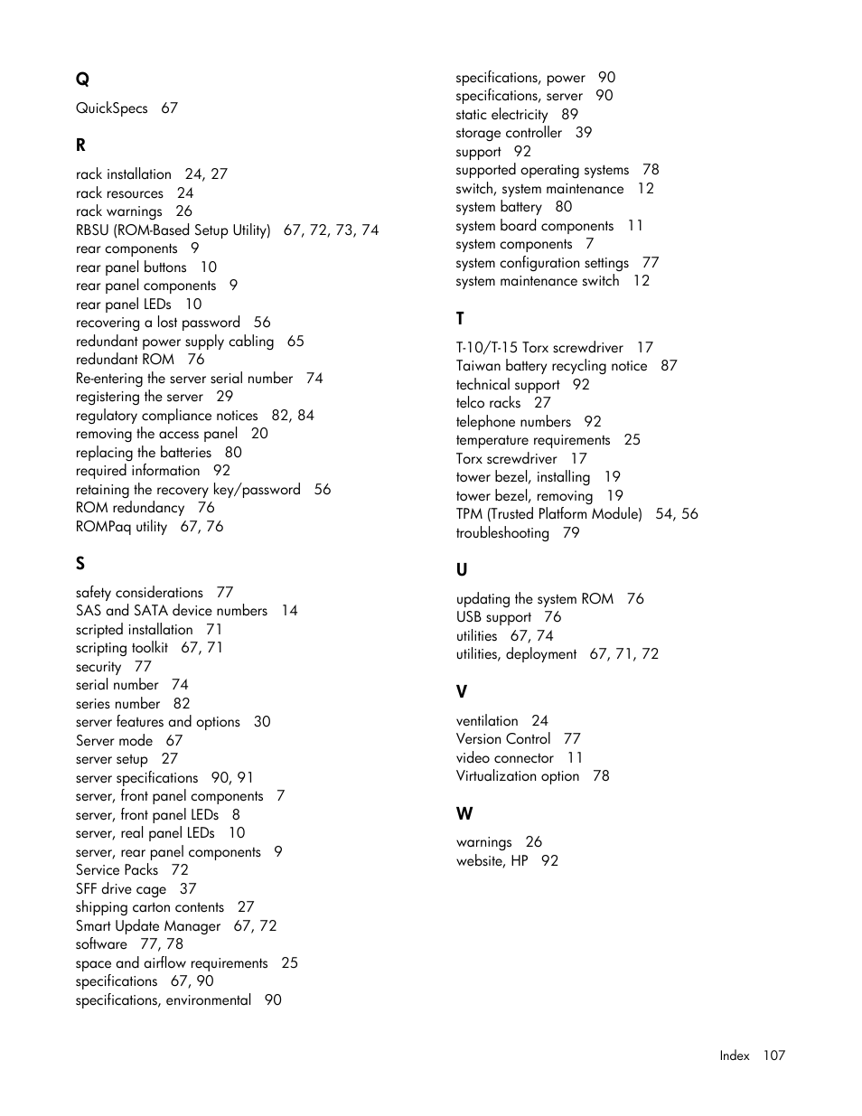 HP ProLiant ML310e Gen8 Server User Manual | Page 107 / 107