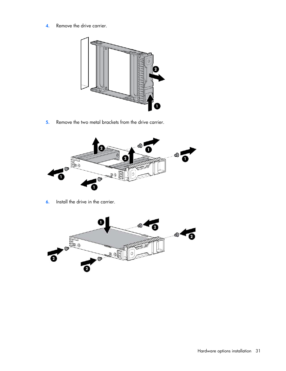 HP ProLiant ML310e Gen8 Server User Manual | Page 31 / 107