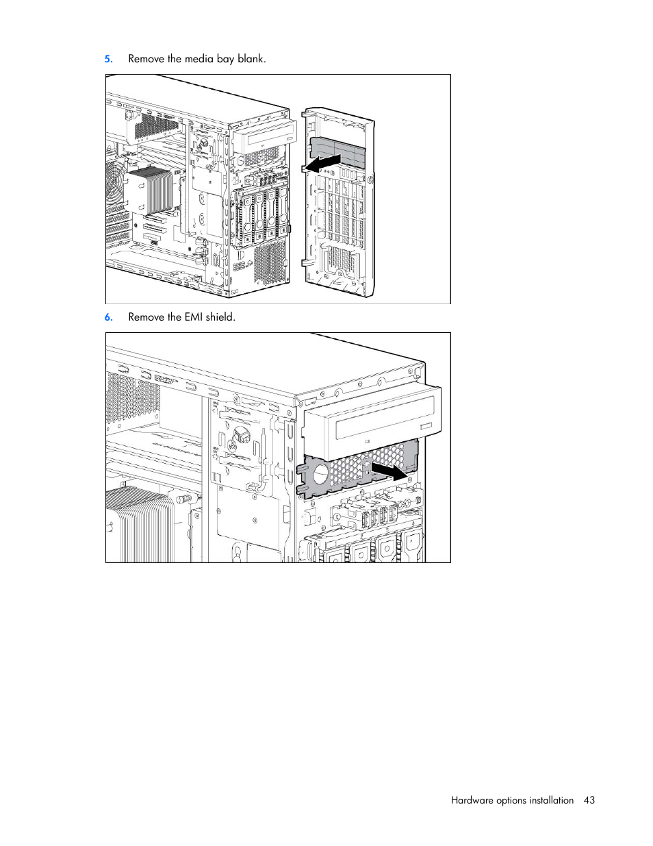 HP ProLiant ML310e Gen8 Server User Manual | Page 43 / 107