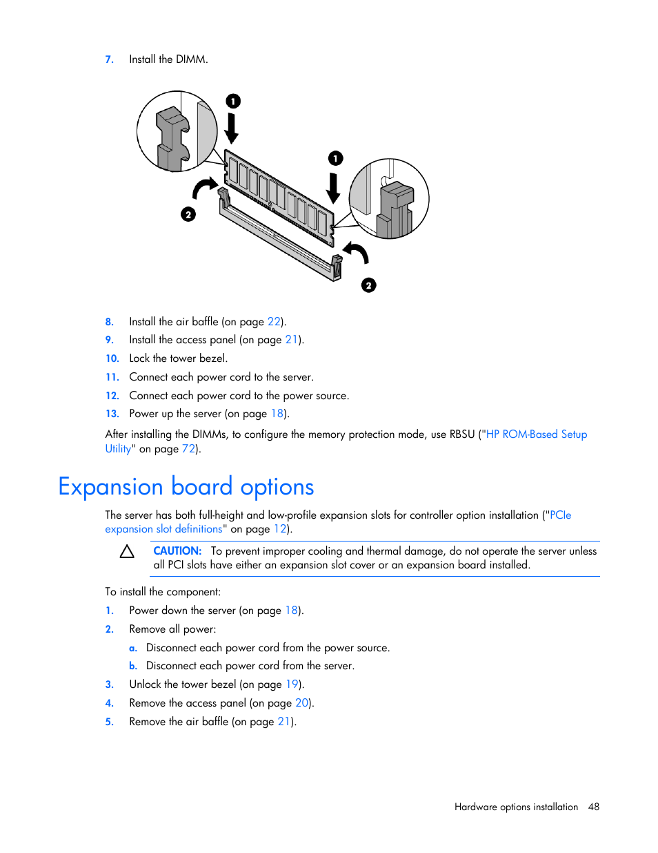 Expansion board options | HP ProLiant ML310e Gen8 Server User Manual | Page 48 / 107
