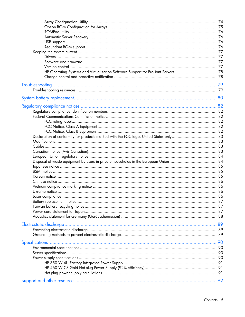 HP ProLiant ML310e Gen8 Server User Manual | Page 5 / 107