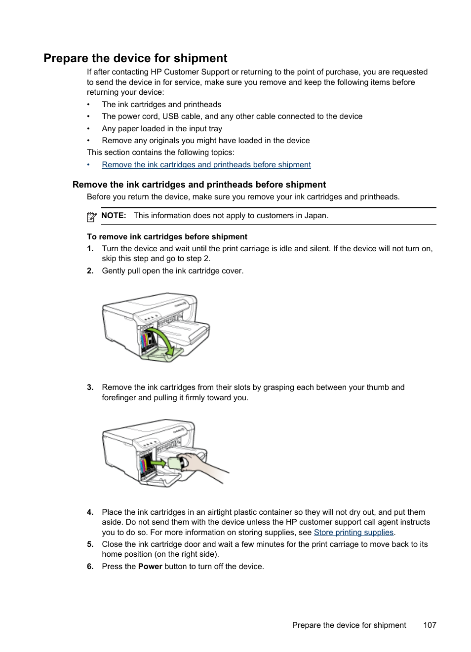 Prepare the device for shipment | HP Officejet Pro 8000 - A809 User Manual | Page 111 / 140