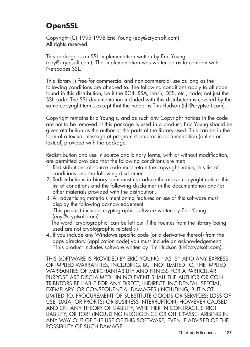 Openssl | HP Officejet Pro 8000 - A809 User Manual | Page 131 / 140