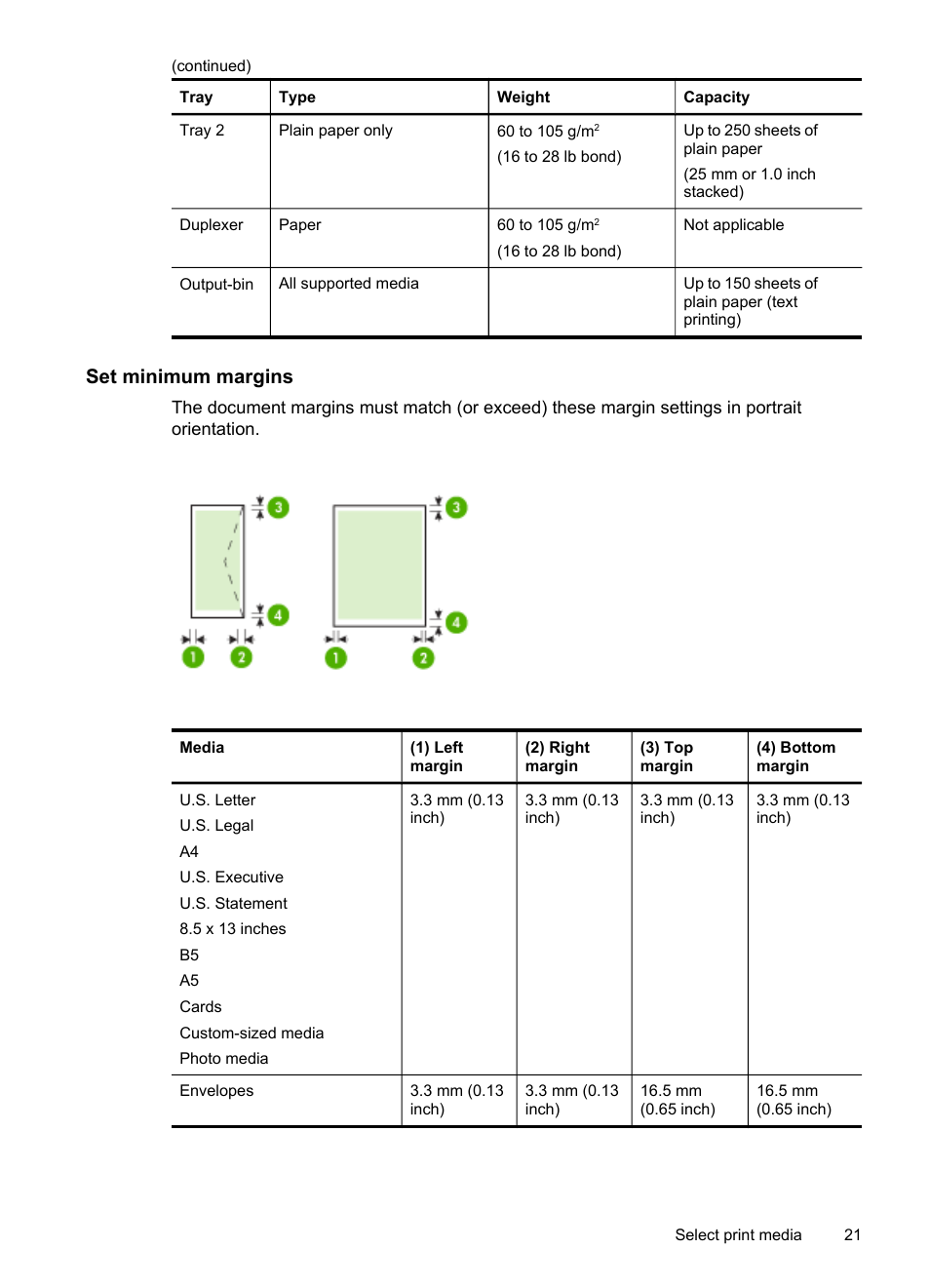 Set minimum margins | HP Officejet Pro 8000 - A809 User Manual | Page 25 / 140