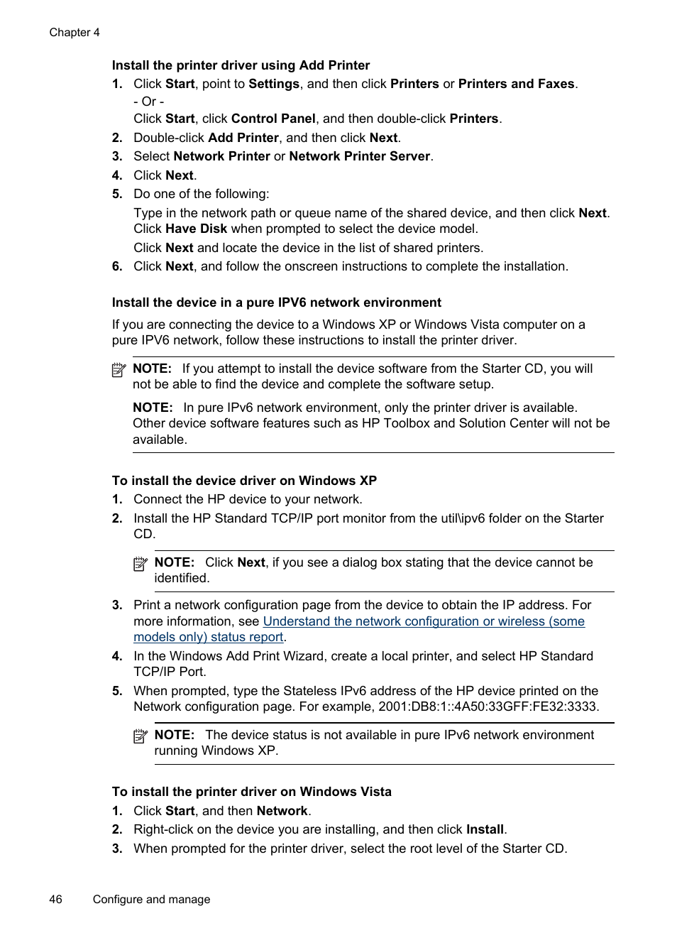 Install the printer driver using add printer, Install the printer driver, Using add printer | Install the printer driver using, Add printer | HP Officejet Pro 8000 - A809 User Manual | Page 50 / 140