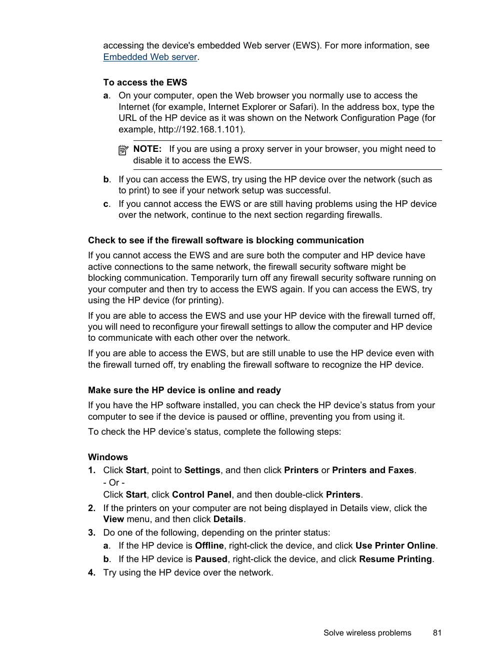 Make sure the hp device is online and ready | HP Officejet Pro 8000 - A809 User Manual | Page 85 / 140