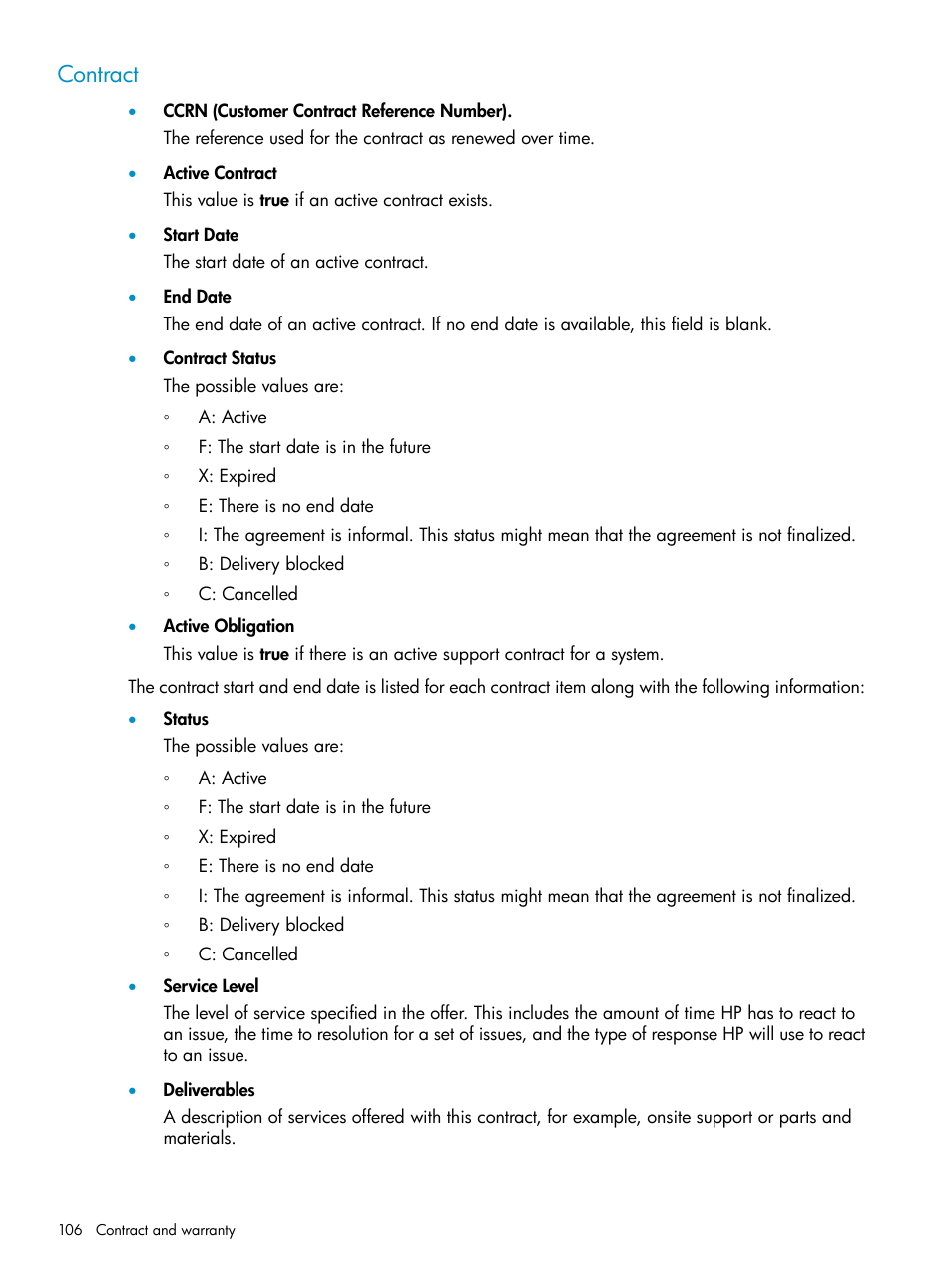 Contract | HP Systems Insight Manager User Manual | Page 106 / 223