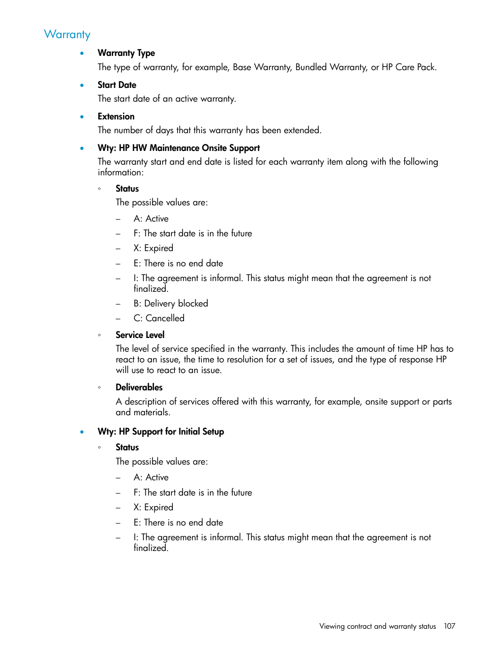 Warranty | HP Systems Insight Manager User Manual | Page 107 / 223