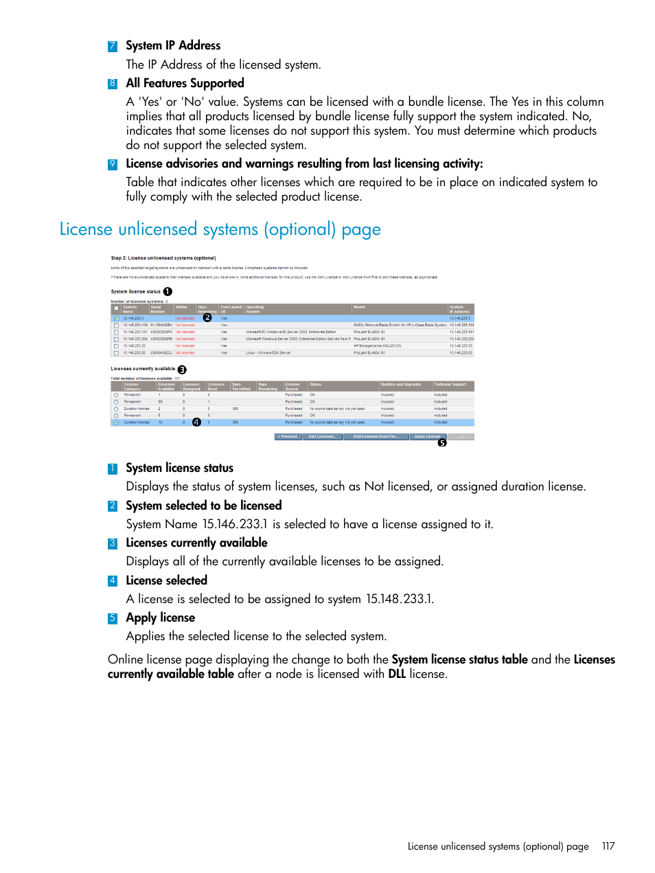 License unlicensed systems (optional) page | HP Systems Insight Manager User Manual | Page 117 / 223