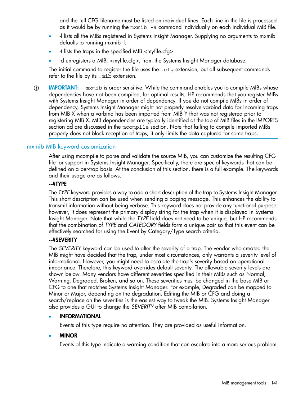 Mxmib mib keyword customization | HP Systems Insight Manager User Manual | Page 141 / 223