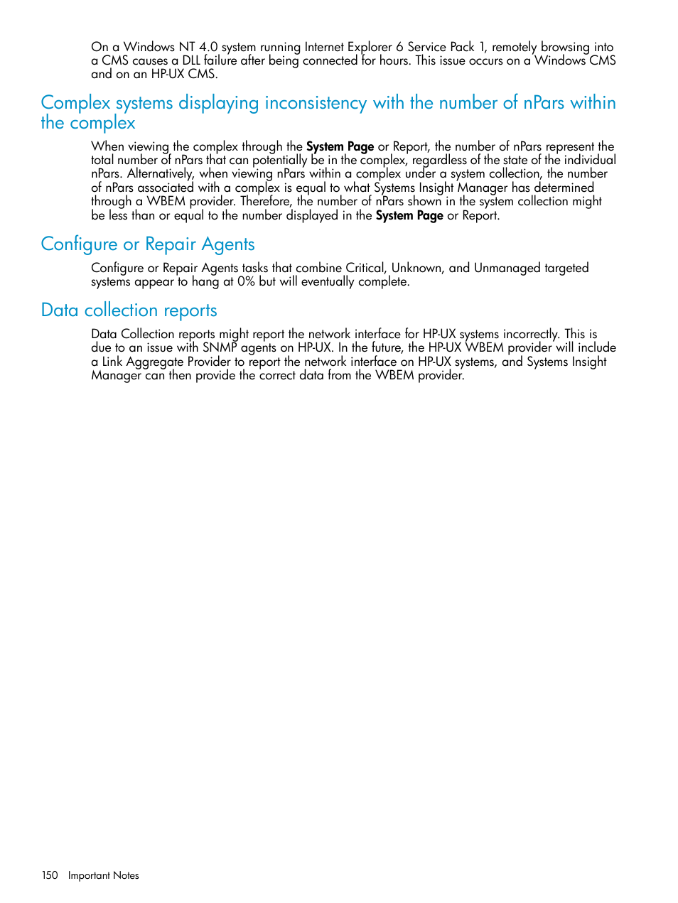 Configure or repair agents, Data collection reports | HP Systems Insight Manager User Manual | Page 150 / 223
