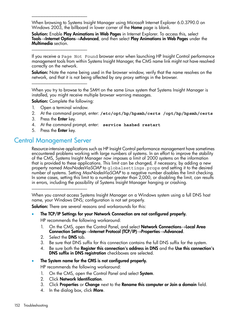 Central management server | HP Systems Insight Manager User Manual | Page 152 / 223