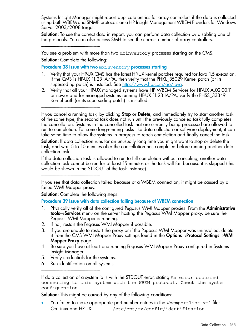 Issue with two mxinventory processes starting | HP Systems Insight Manager User Manual | Page 155 / 223
