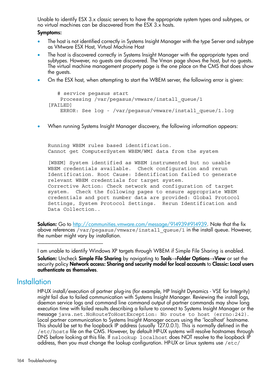 Installation | HP Systems Insight Manager User Manual | Page 164 / 223