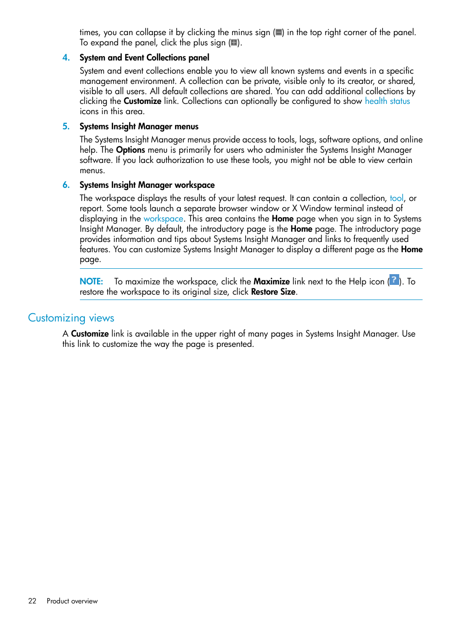 Customizing views | HP Systems Insight Manager User Manual | Page 22 / 223