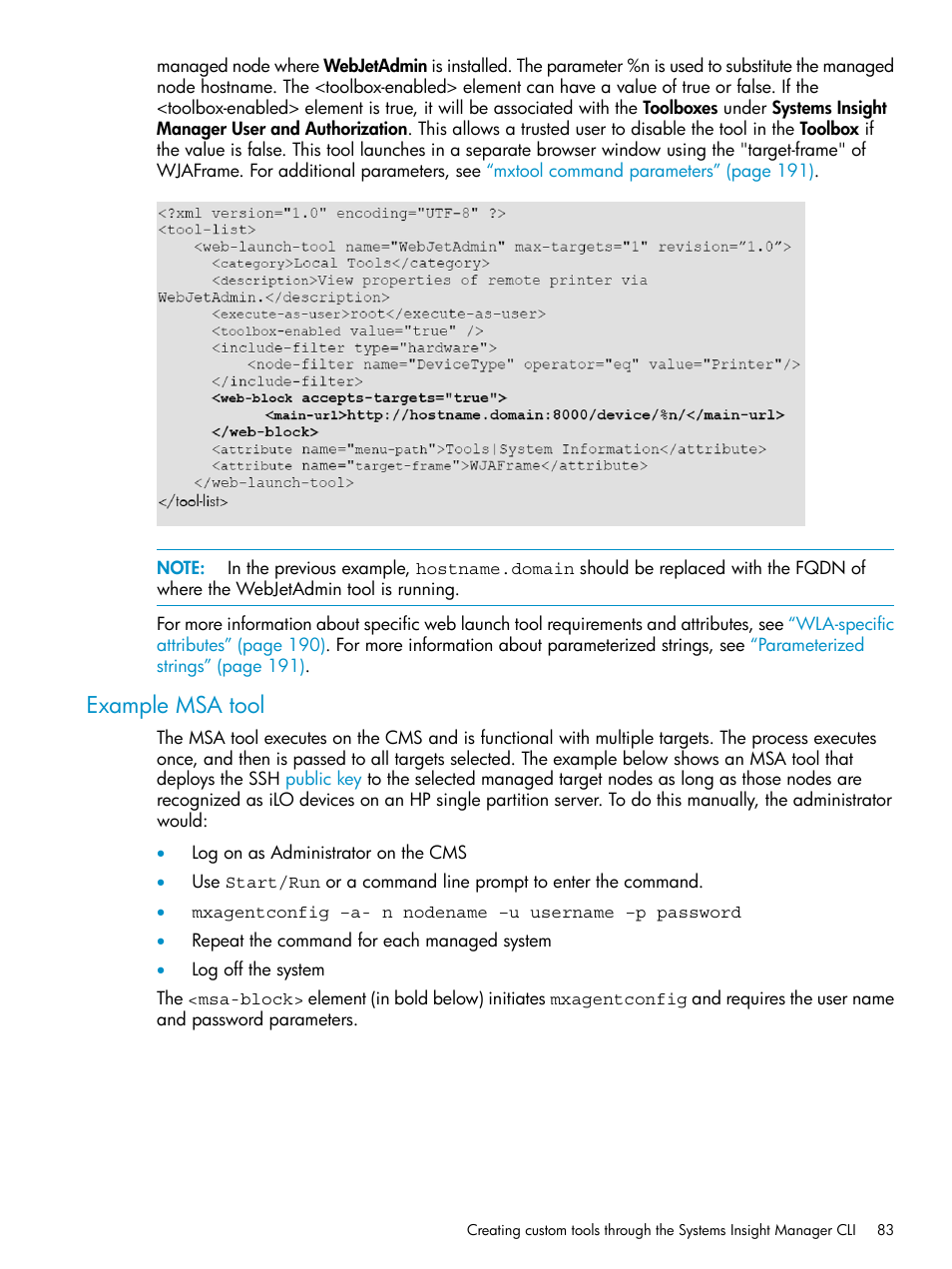 Example msa tool | HP Systems Insight Manager User Manual | Page 83 / 223