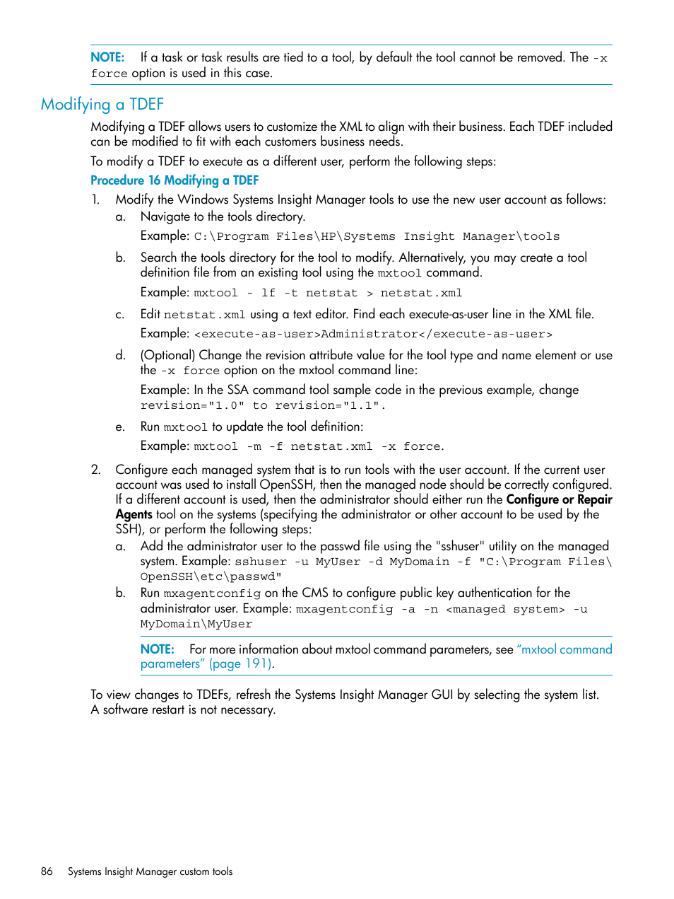 Modifying a tdef | HP Systems Insight Manager User Manual | Page 86 / 223