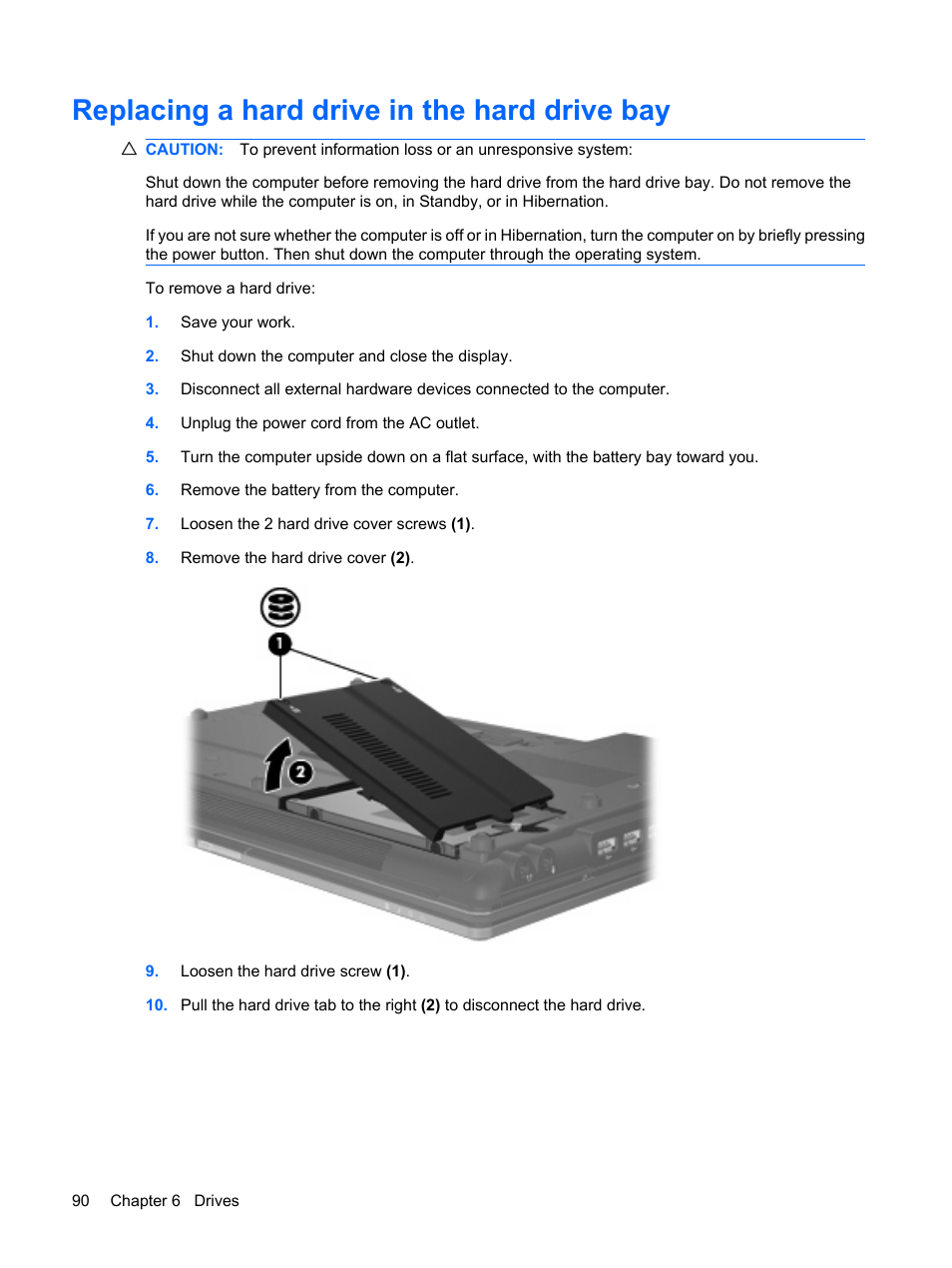 Replacing a hard drive in the hard drive bay | HP ProBook 6445b Notebook-PC User Manual | Page 100 / 180