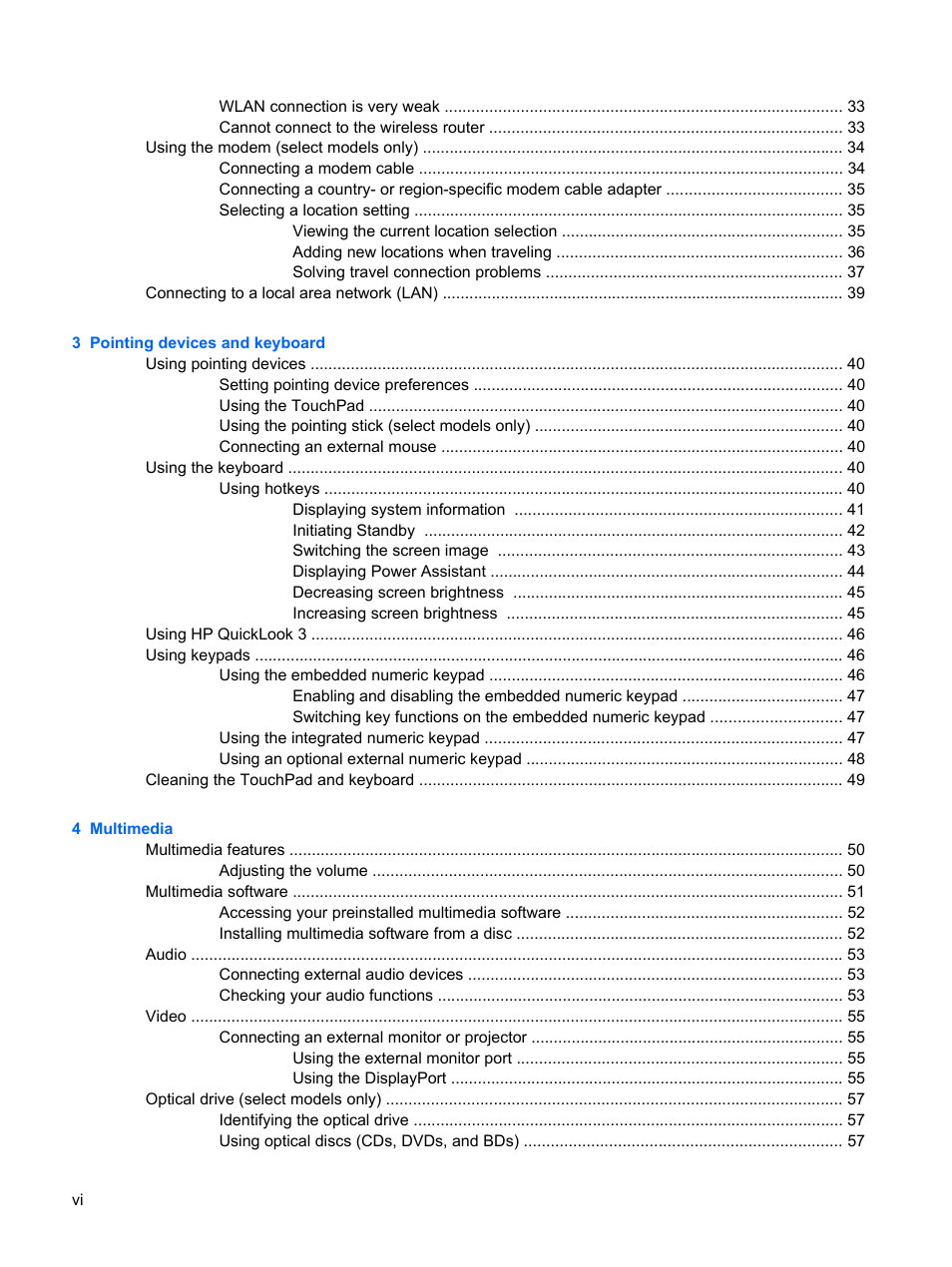 HP ProBook 6445b Notebook-PC User Manual | Page 6 / 180