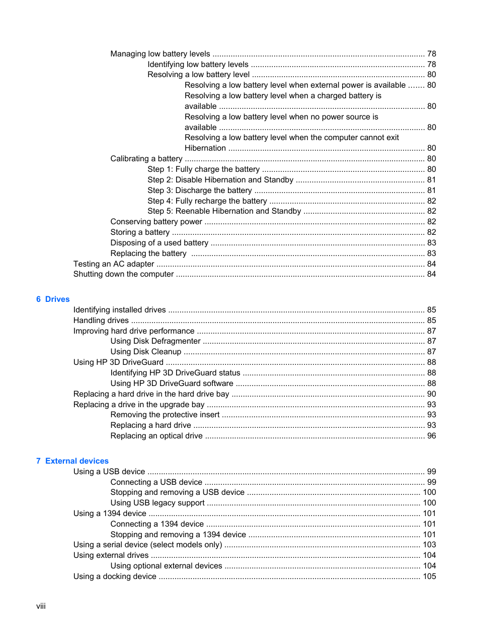 HP ProBook 6445b Notebook-PC User Manual | Page 8 / 180