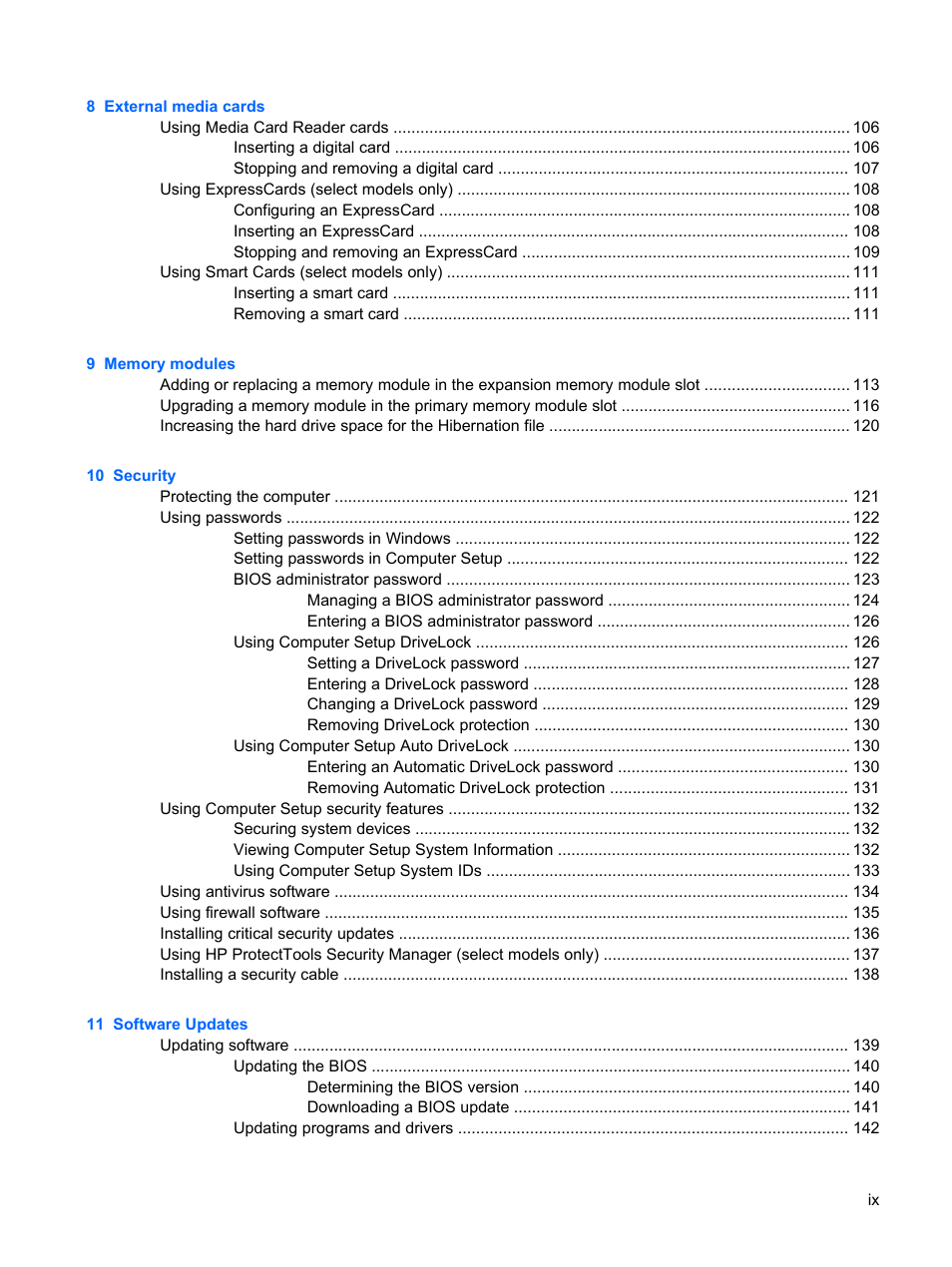 HP ProBook 6445b Notebook-PC User Manual | Page 9 / 180