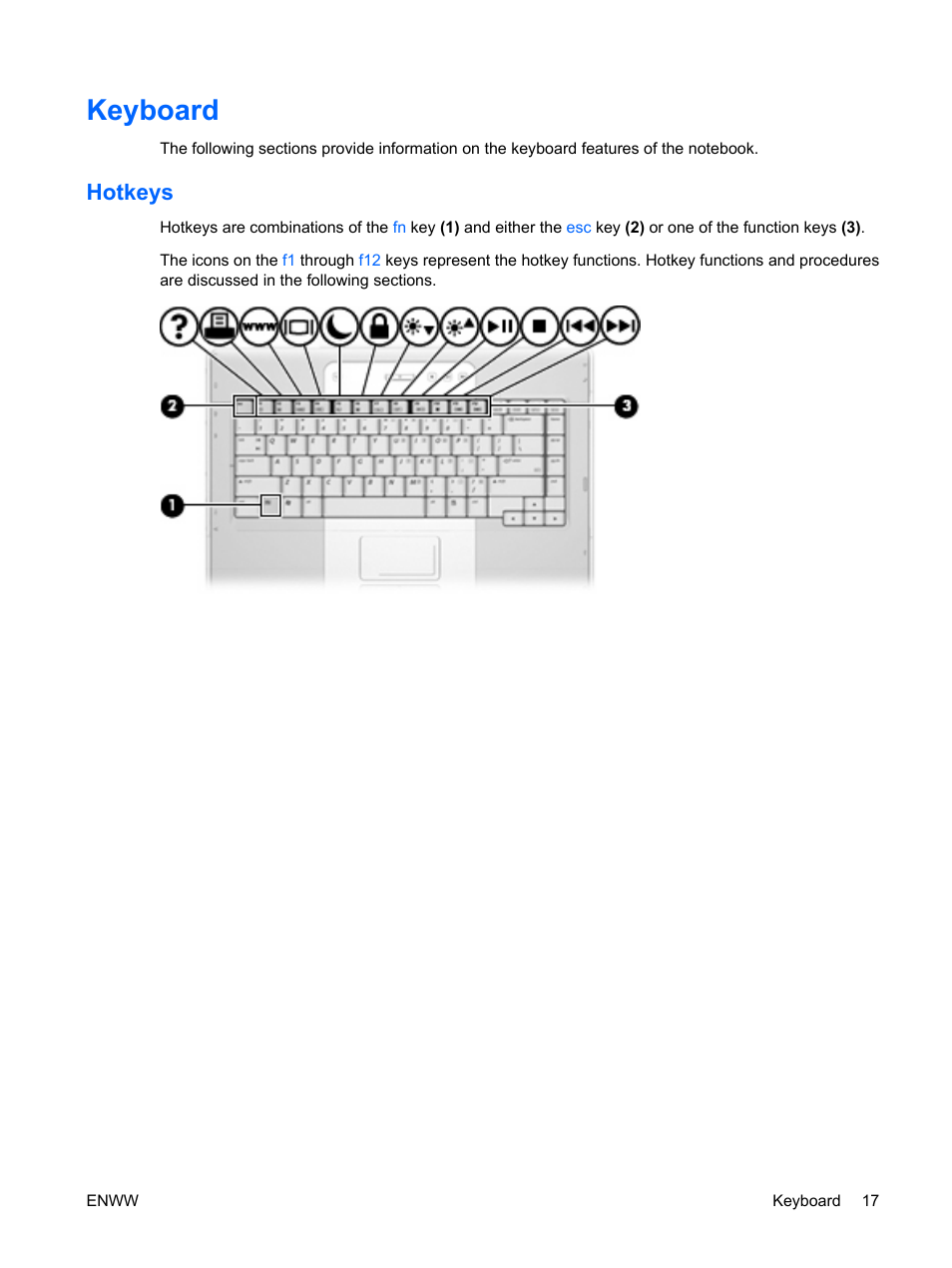Keyboard, Hotkeys | HP Compaq Presario C542EA Notebook PC User Manual | Page 23 / 73
